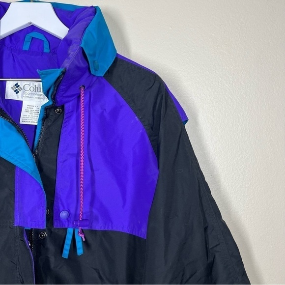Columbia Sportswear Vintage Criterion Teal Black Purple Zip Up Jacket Large - Picture 3 of 11